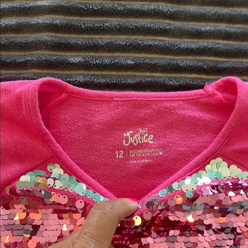 Justice pink sequin sweatshirt